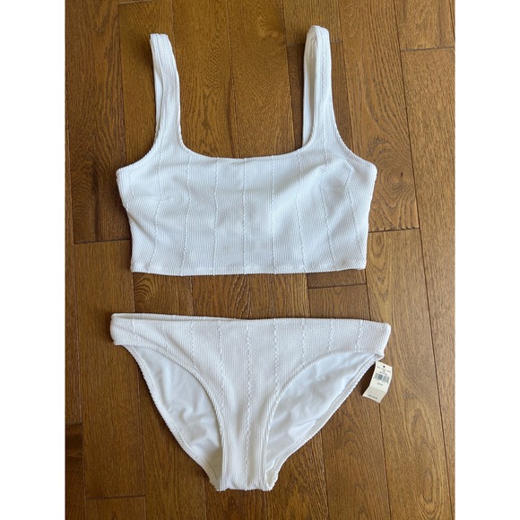 aerie Other - NWT Aerie White Textured Cable Knit Scoop Bikini Set Beachy Minimalist Vacation